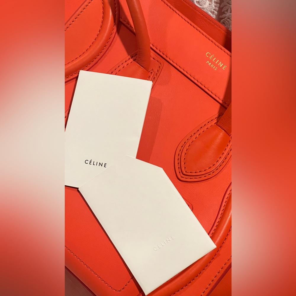 🔥❤️CELINE MICRO LUGGAGE HANDBAG IN DRUMMED CALFSKIN. ABSOLUTELY GORGEOUS RARE - Picture 7 of 16